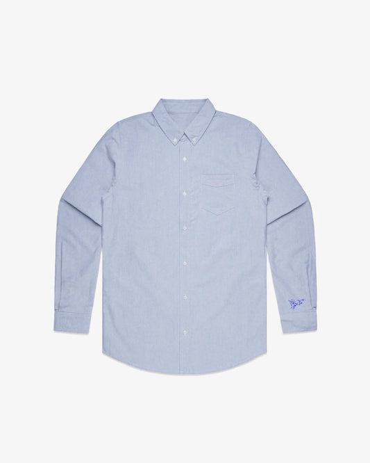 Light blue striped shirt on a white background