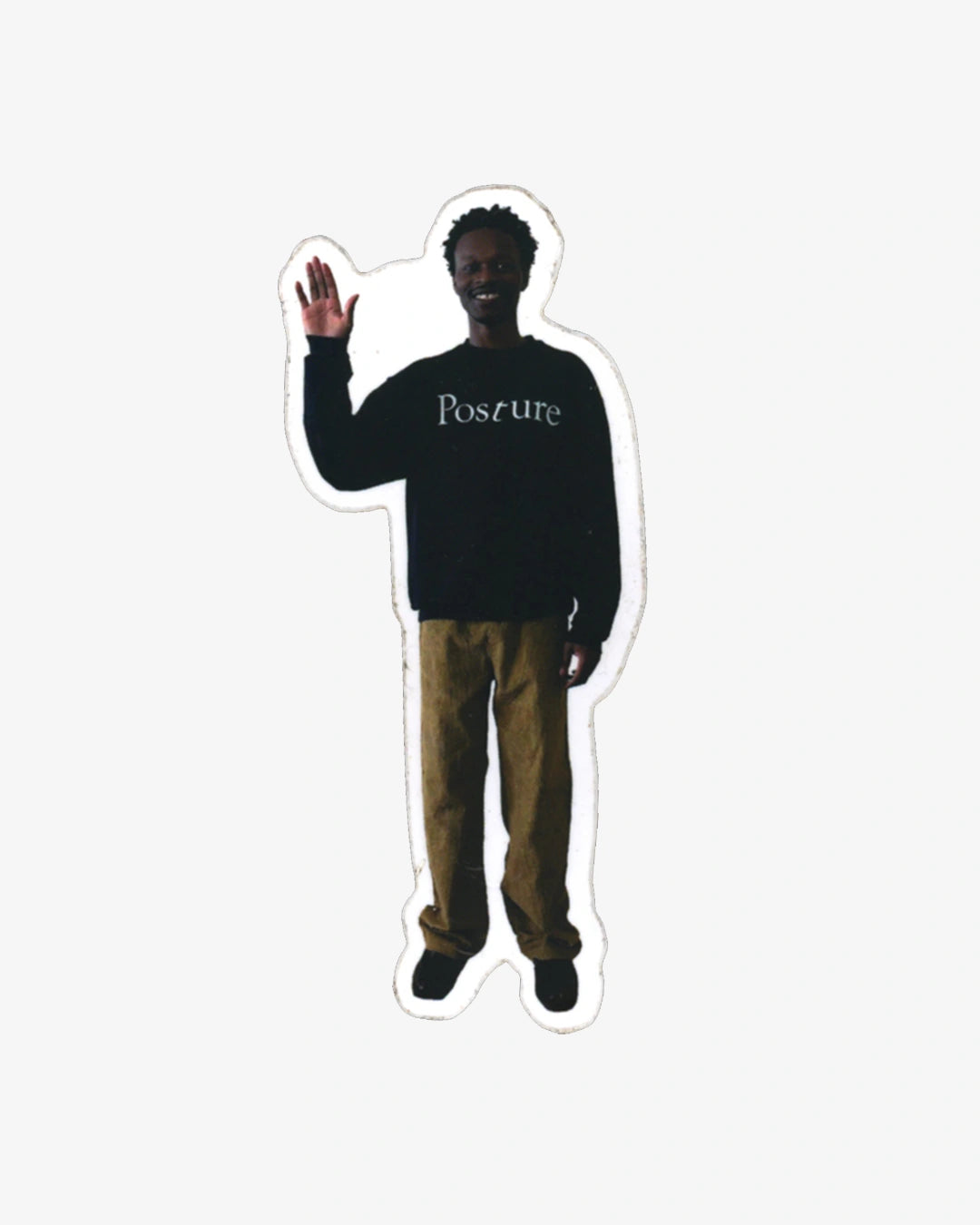 Man wearing a Navy Blue 'Posture' sweatshirt on a white background