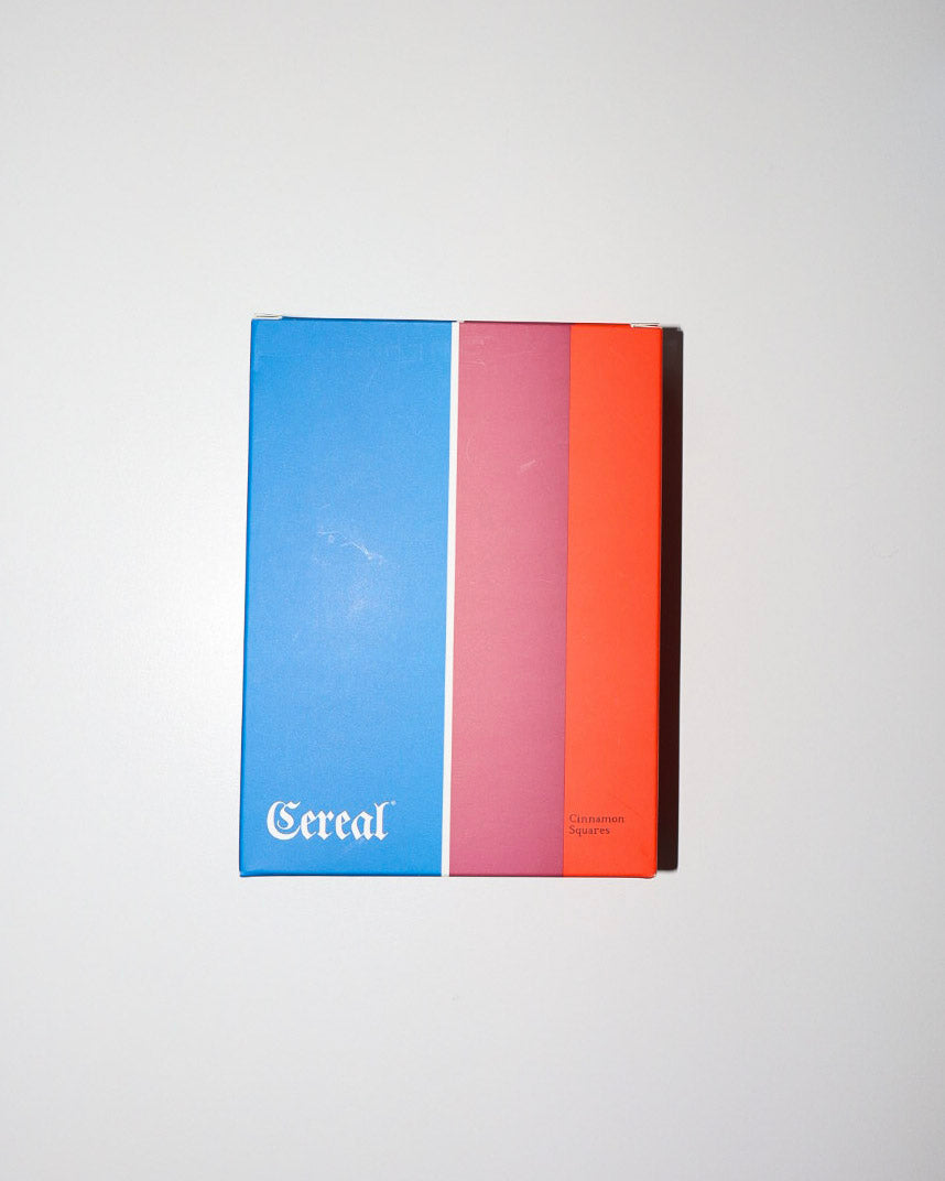 Colorful box with 'Cereal' branding on a white background