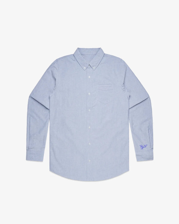 Light blue striped shirt on a white background
